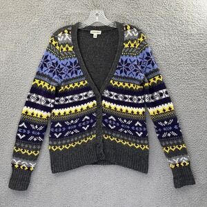 Vintage Y2K St John's Bay Fair Isle Cardigan Sweater Retro 90s Women's Small